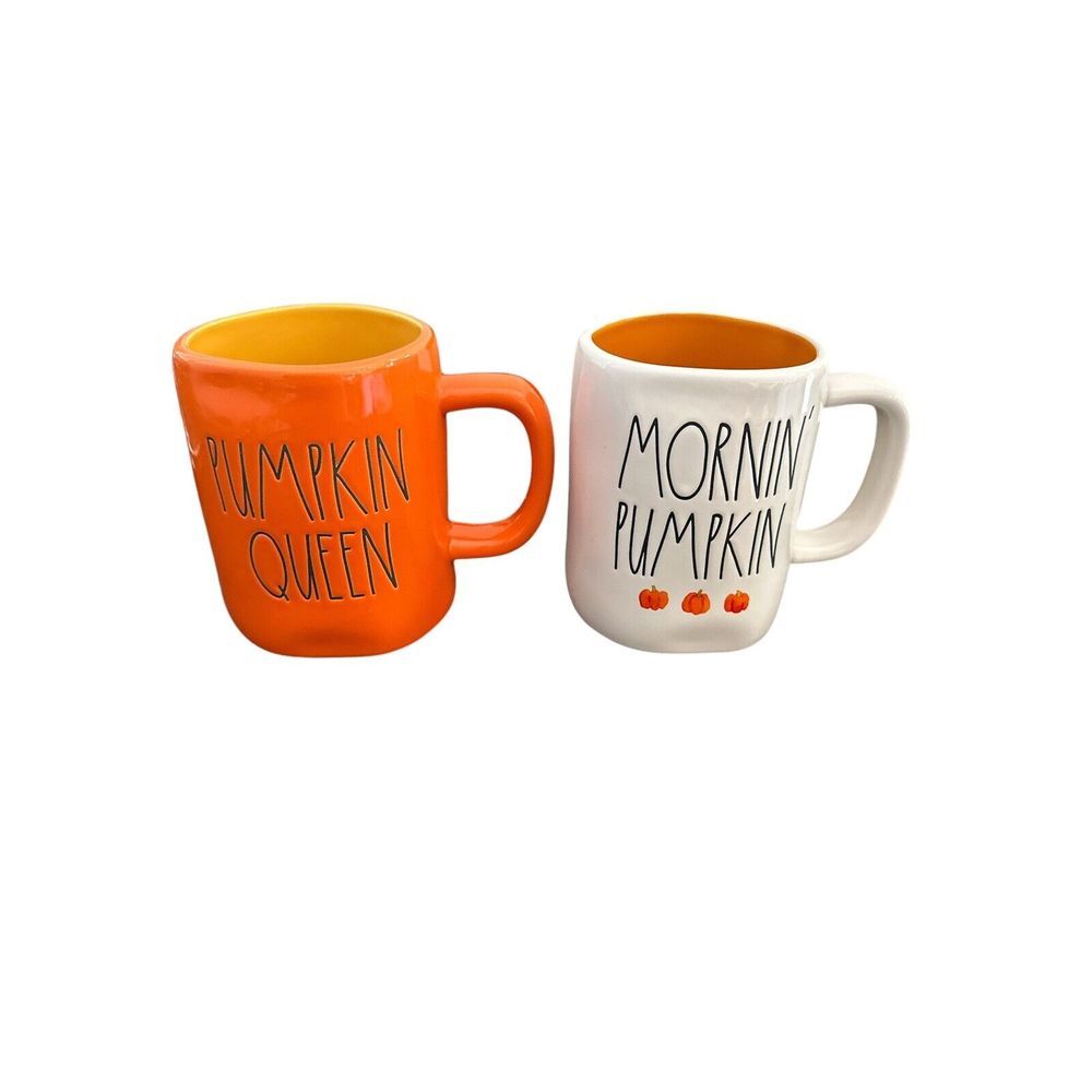 2 NEW Rae Dunn Coffee Mug Spooky Season boo Pumpkin Halloween Set Of 2